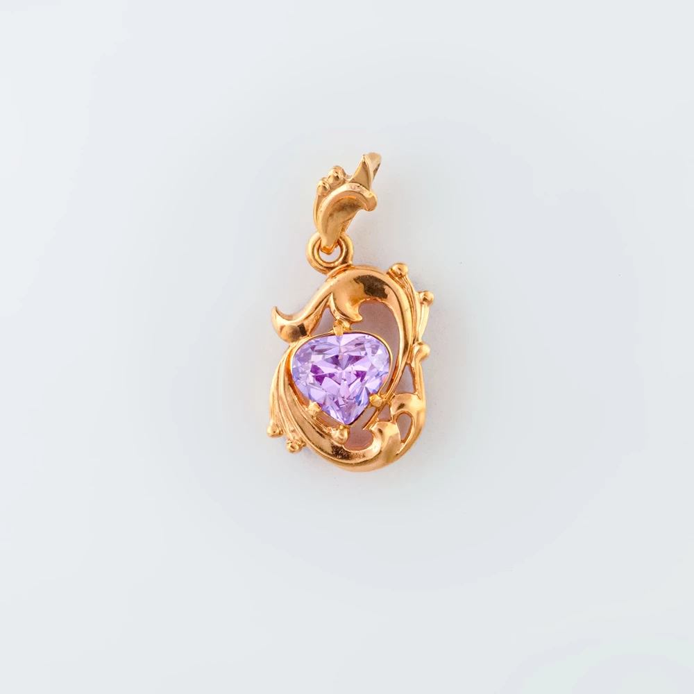 Подвес с фианитом из красного золота 585 пробы