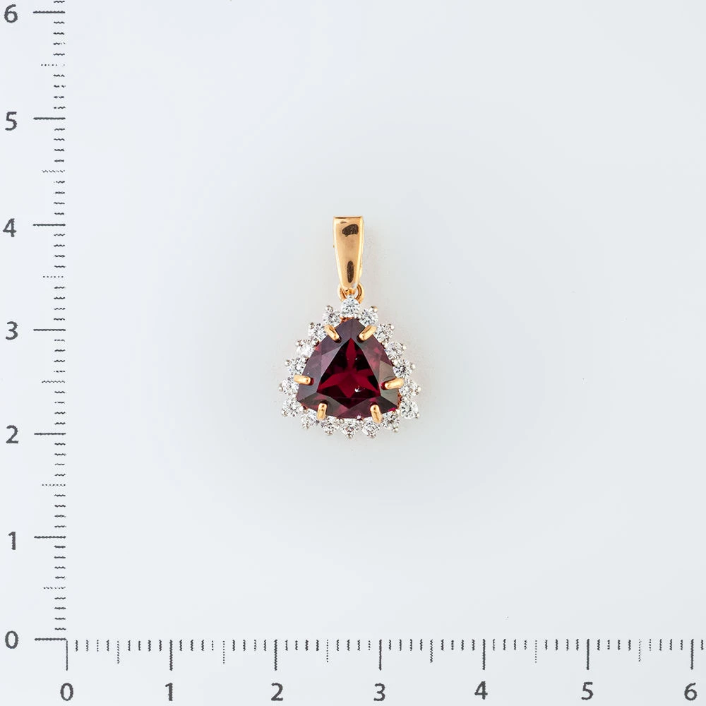 Подвес с гранатом из красного золота 585 пробы