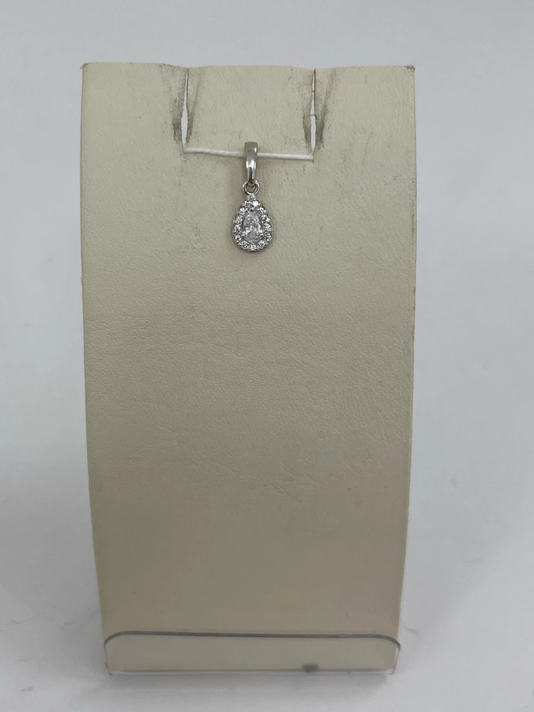 Подвес с фианитом из белого золота 585 пробы