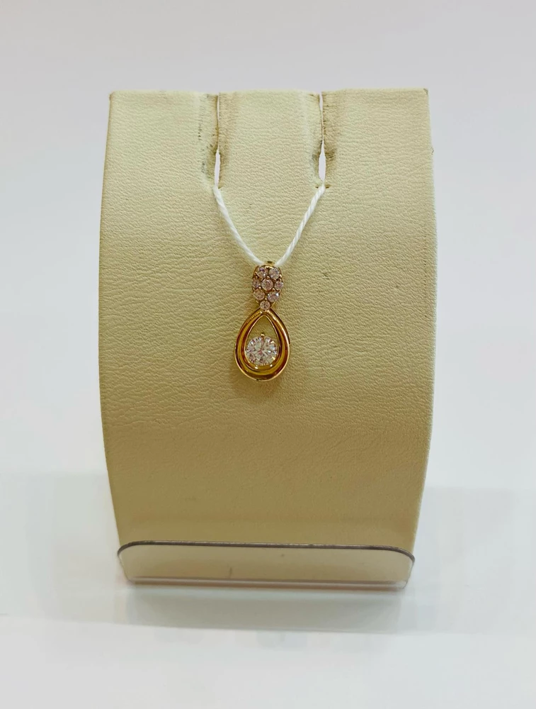 Подвес с фианитом из красного золота 585 пробы