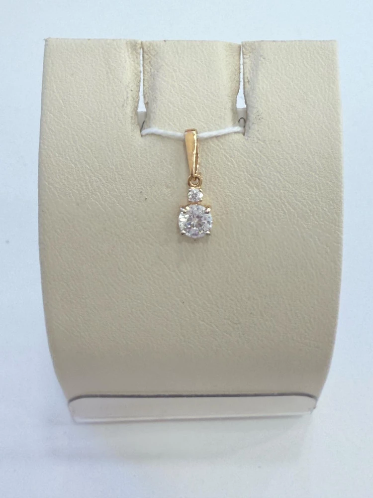 Подвес с фианитом из красного золота 585 пробы