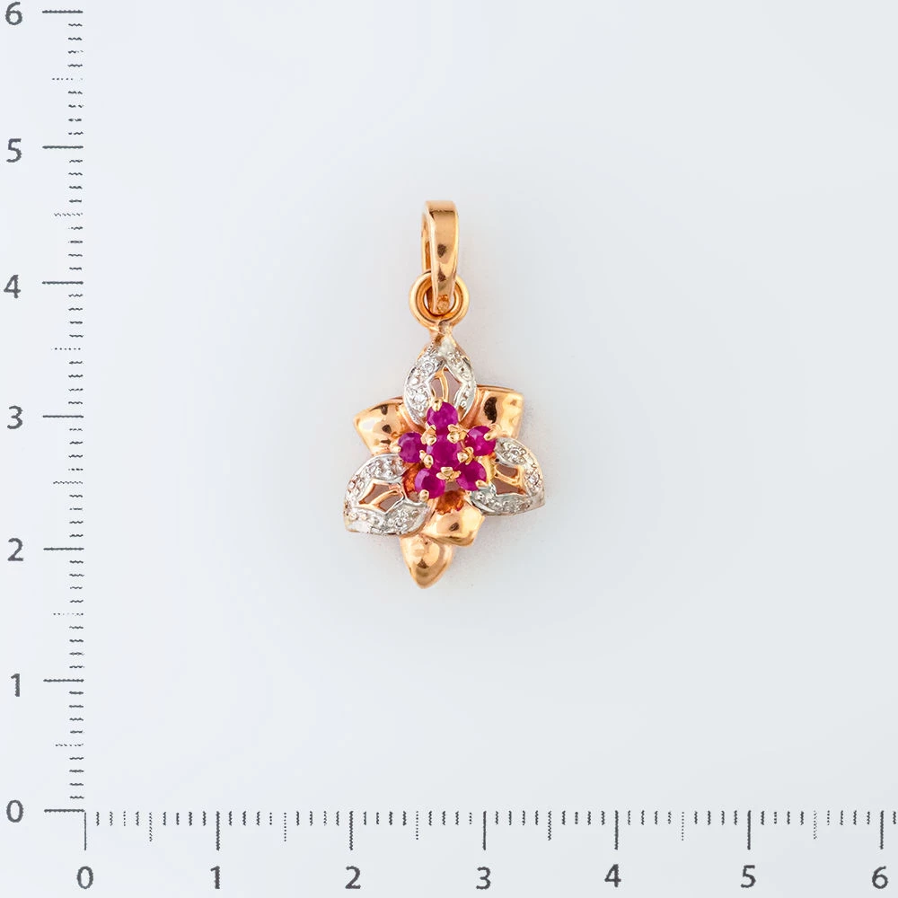 Подвес с рубином из красного золота 585 пробы