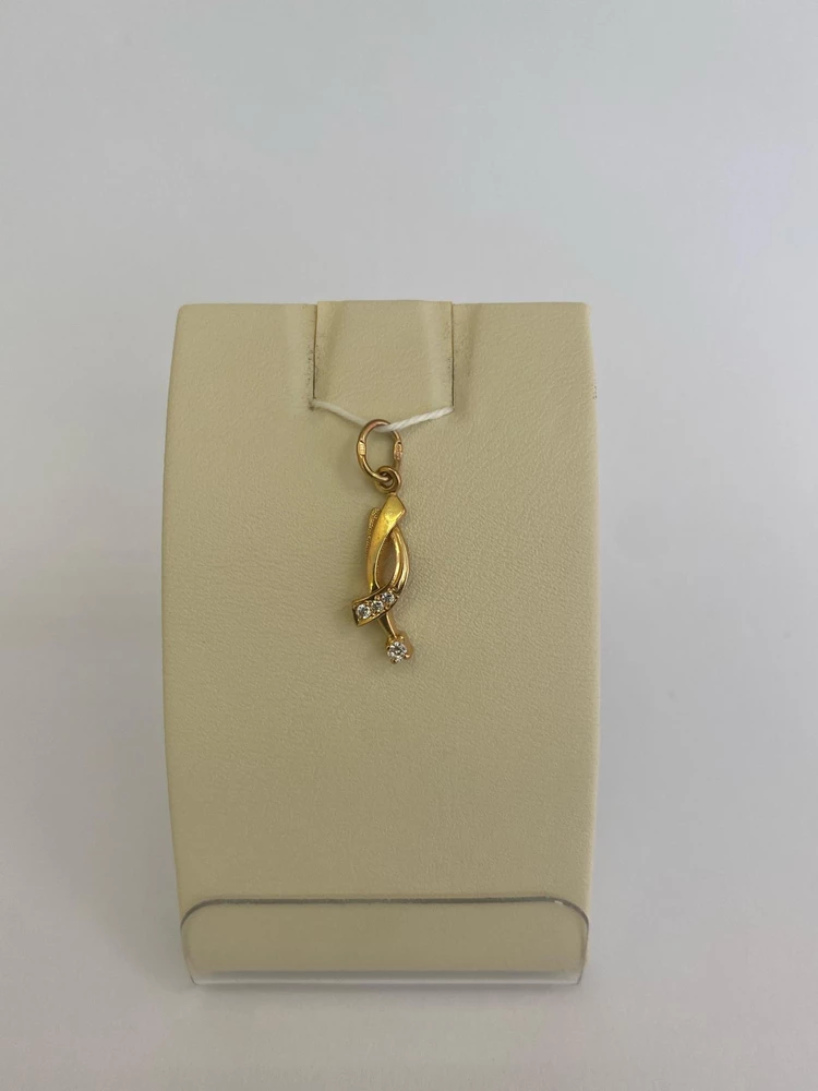 Подвес с фианитом из красного золота 375 пробы