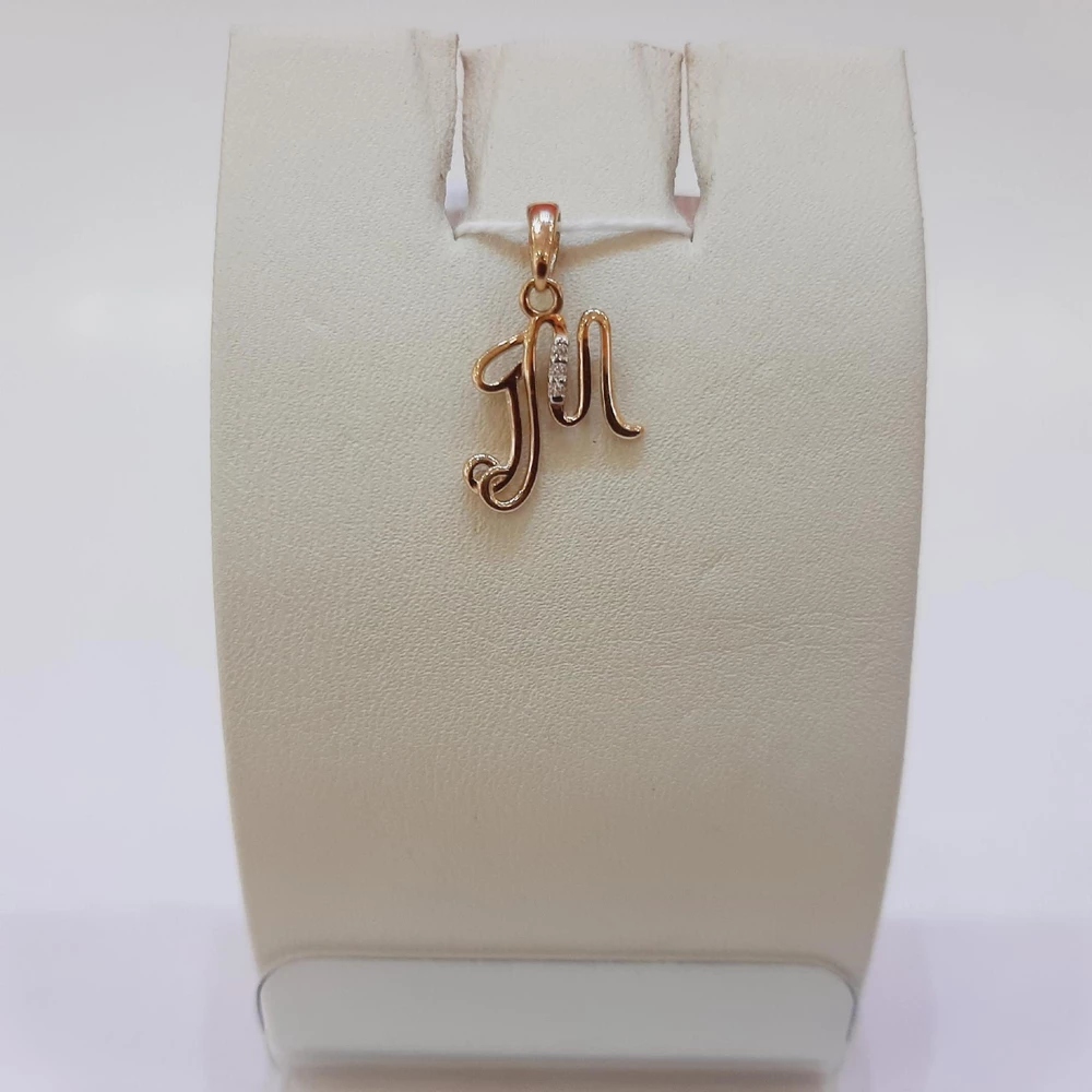 Подвес с фианитом из красного золота 585 пробы