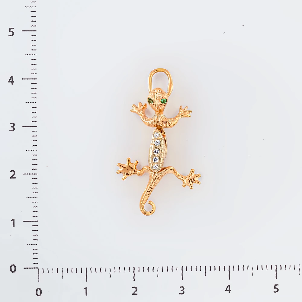 Подвес с фианитом из красного золота 585 пробы