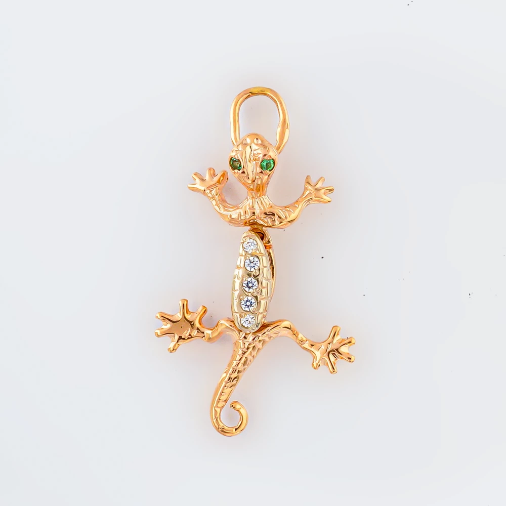 Подвес с фианитом из красного золота 585 пробы