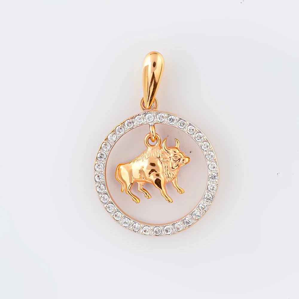 Подвес с фианитом из красного золота 585 пробы