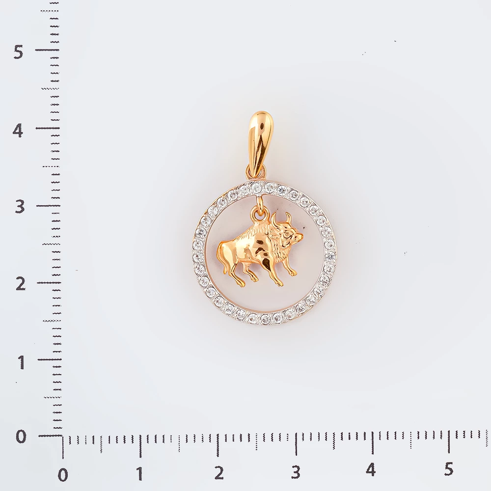 Подвес с фианитом из красного золота 585 пробы