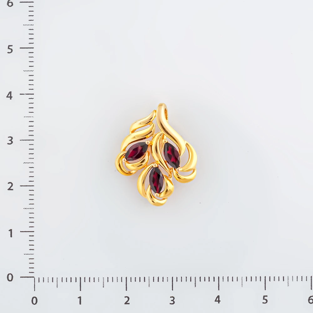 Подвес с гранатом из красного золота 585 пробы