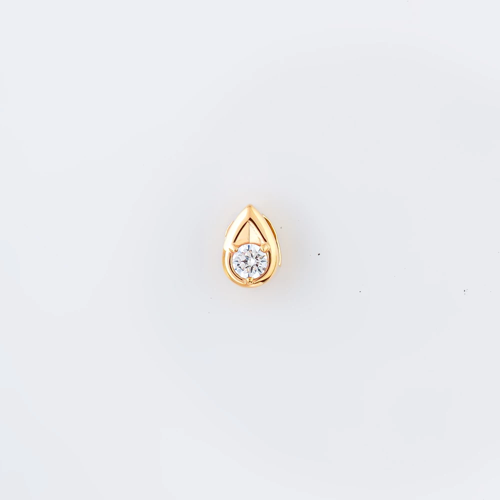 Подвес с фианитом из красного золота 585 пробы