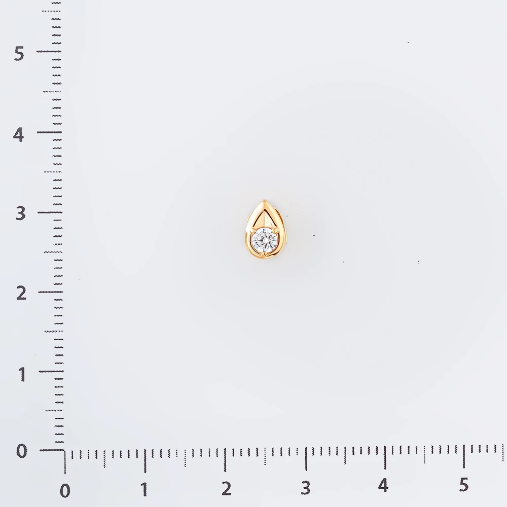 Подвес с фианитом из красного золота 585 пробы