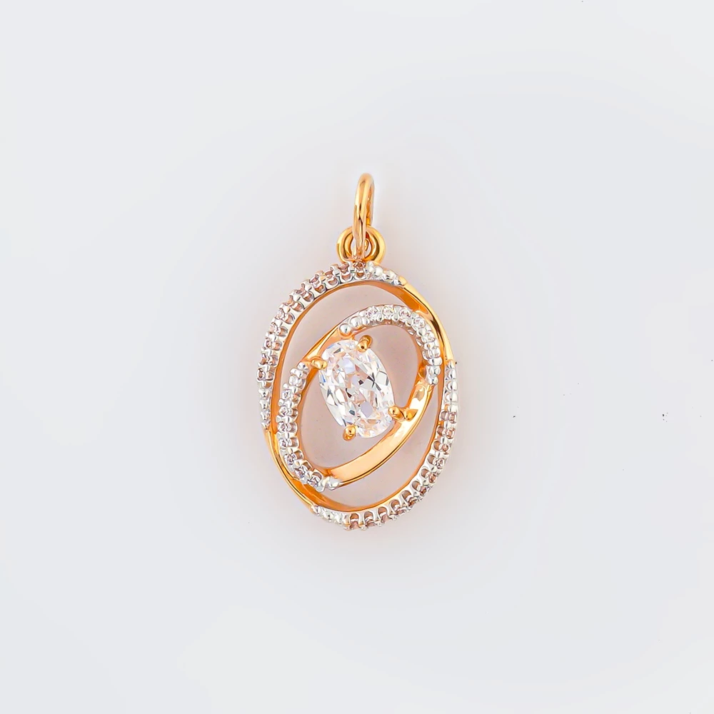 Подвес с фианитом из красного золота 585 пробы