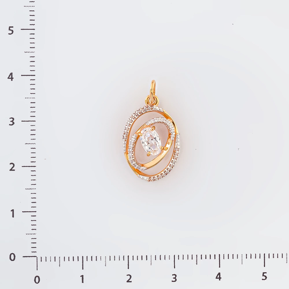 Подвес с фианитом из красного золота 585 пробы