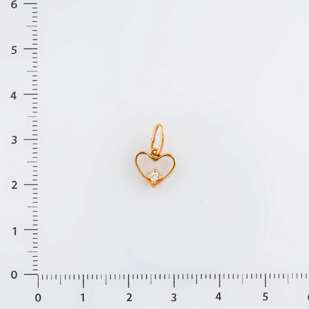 Подвес с фианитом из красного золота 585 пробы