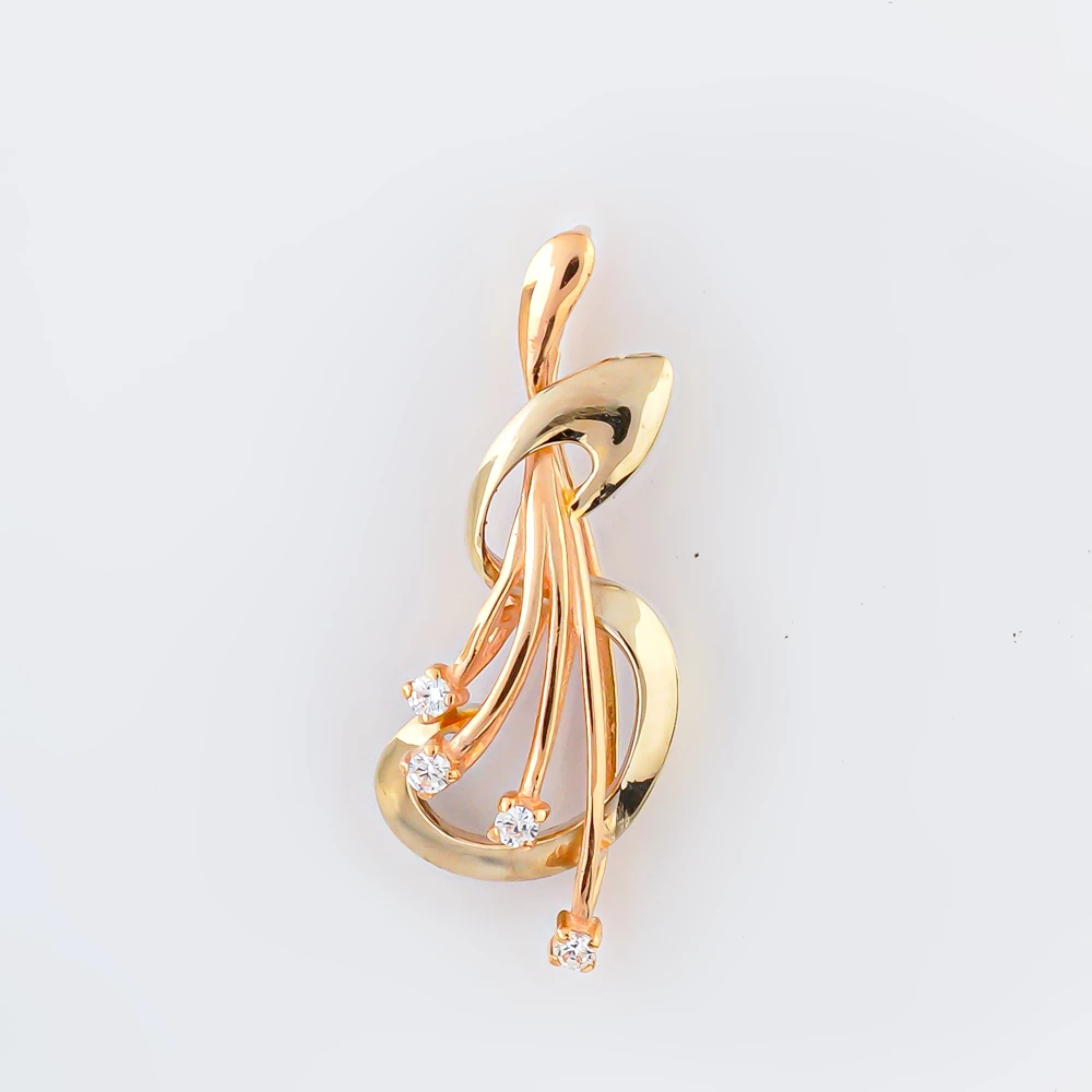 Подвес с фианитом из красного золота 585 пробы