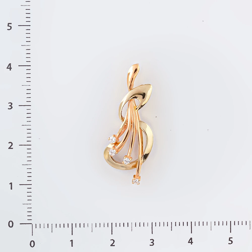 Подвес с фианитом из красного золота 585 пробы