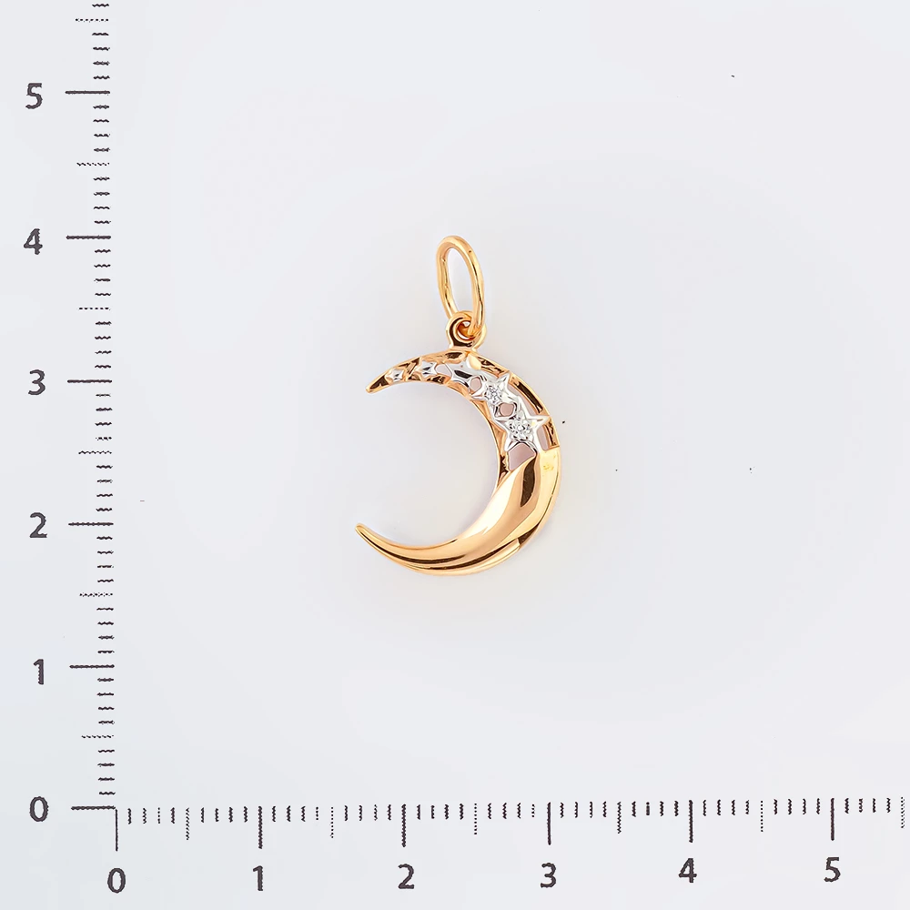 Подвес с фианитом из красного золота 585 пробы