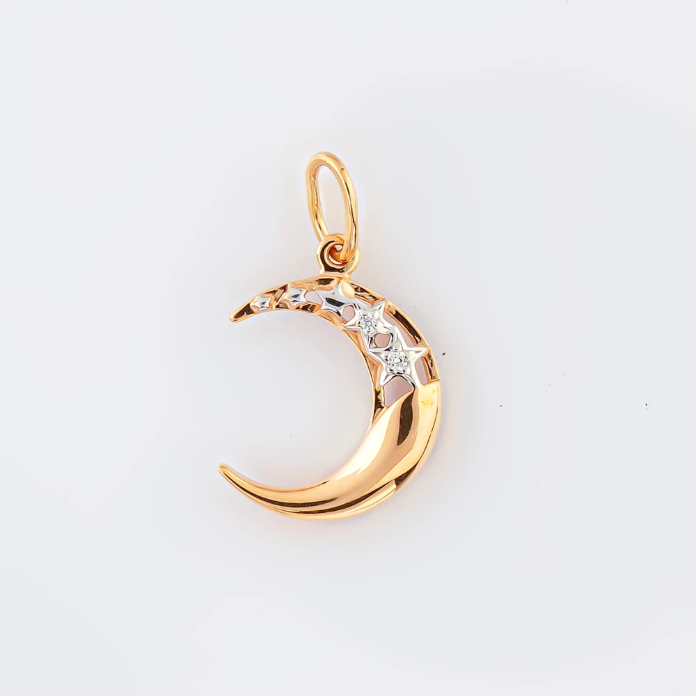 Подвес с фианитом из красного золота 585 пробы