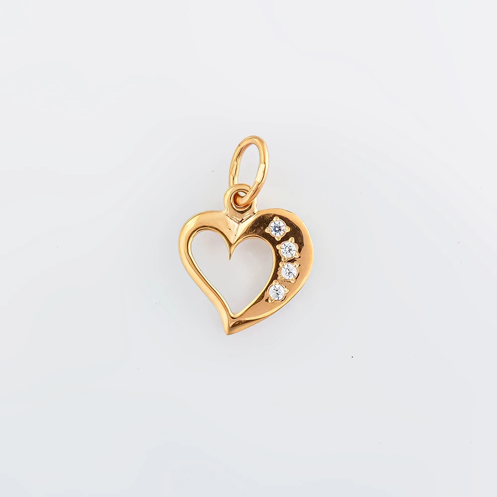 Подвес с фианитом из красного золота 585 пробы