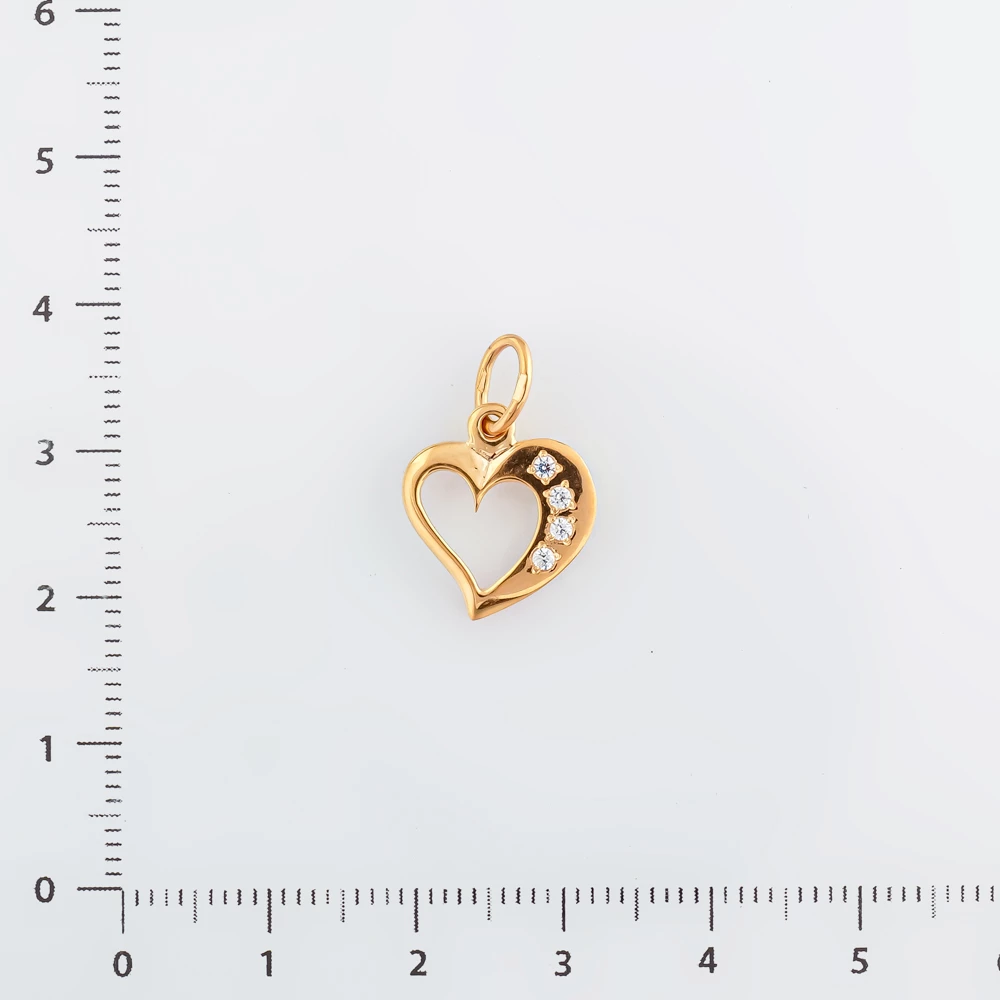 Подвес с фианитом из красного золота 585 пробы