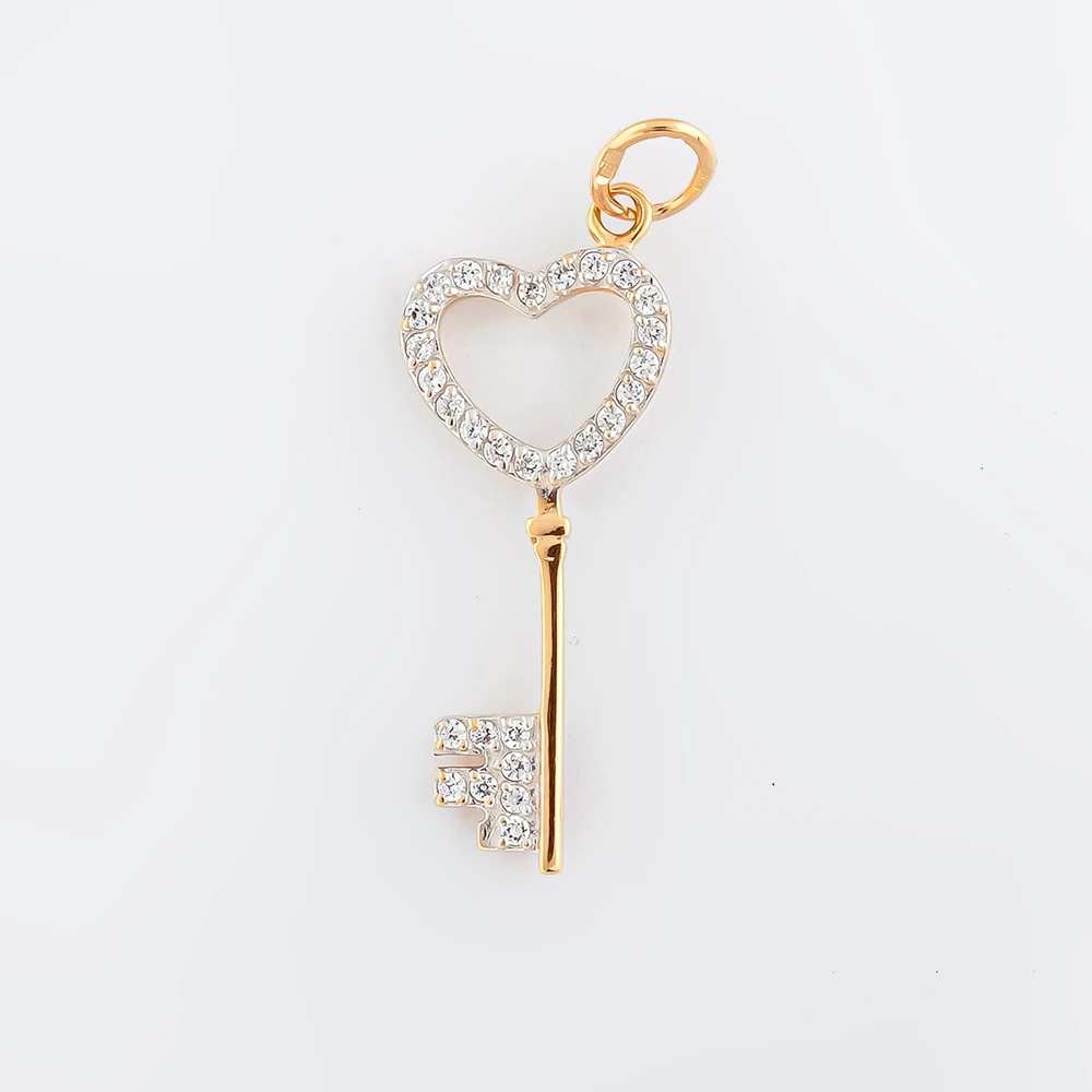 Подвес с фианитом из красного золота 585 пробы