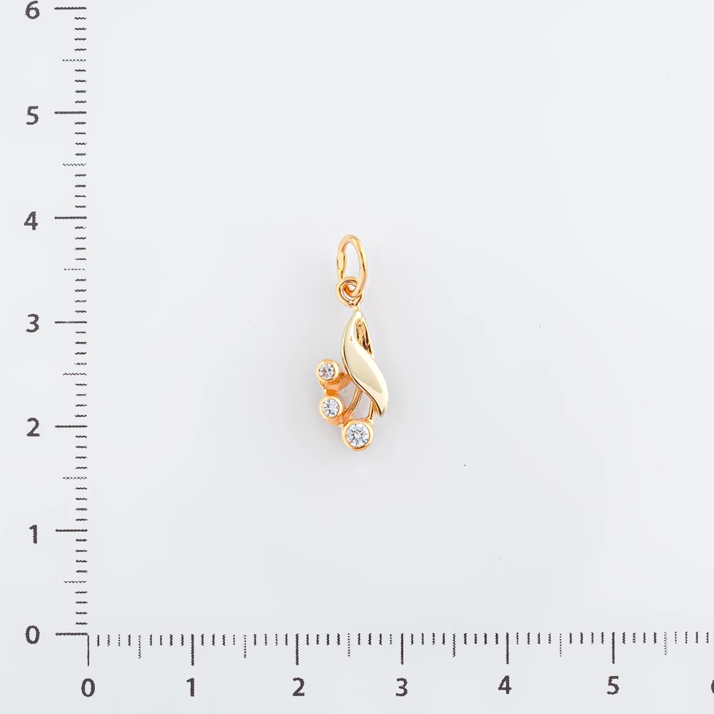 Подвес с фианитом из красного золота 585 пробы