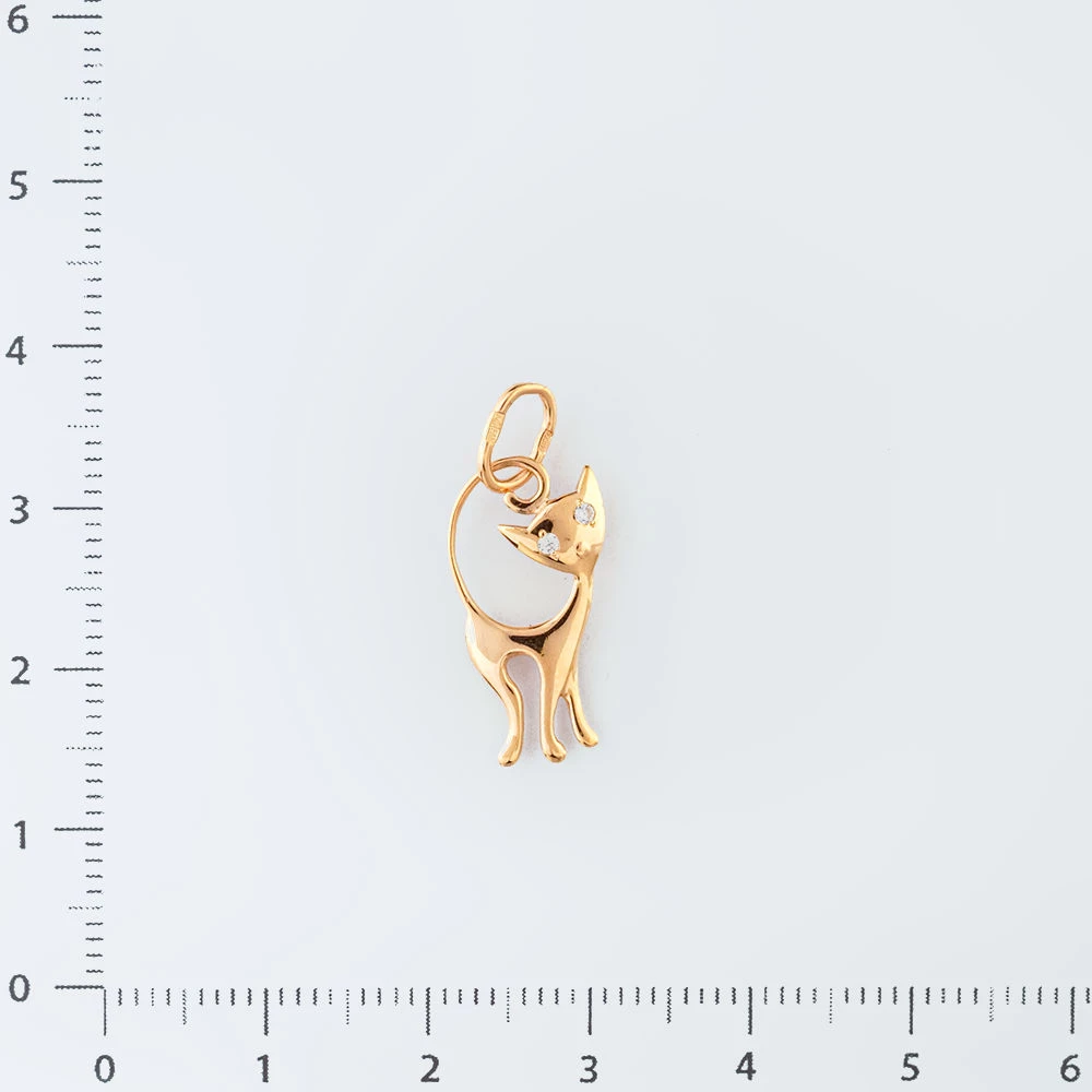 Подвес с фианитом из красного золота 585 пробы