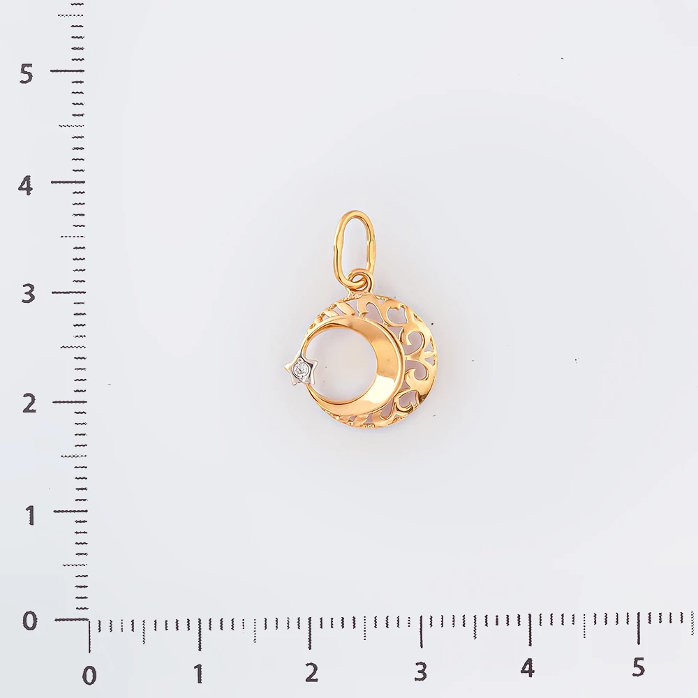 Подвес с фианитом из красного золота 585 пробы