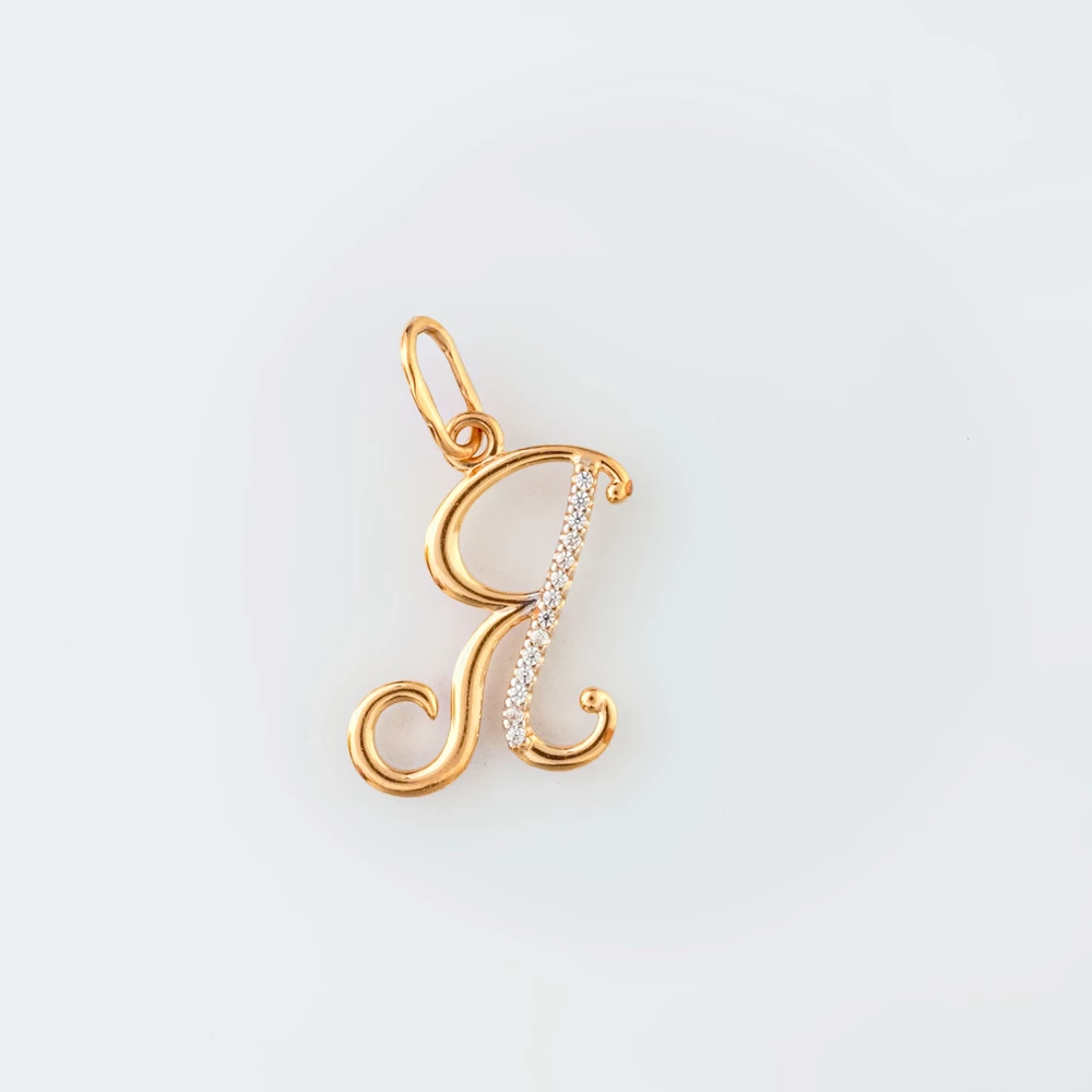 Подвес с фианитом из красного золота 585 пробы