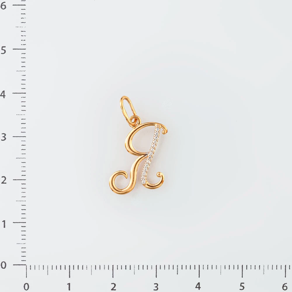 Подвес с фианитом из красного золота 585 пробы