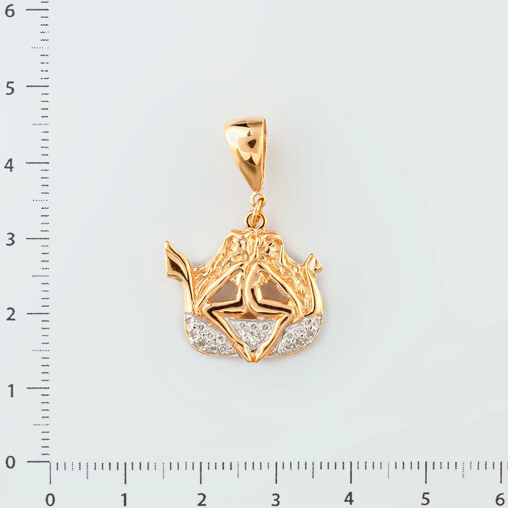 Подвес с фианитом из красного золота 585 пробы