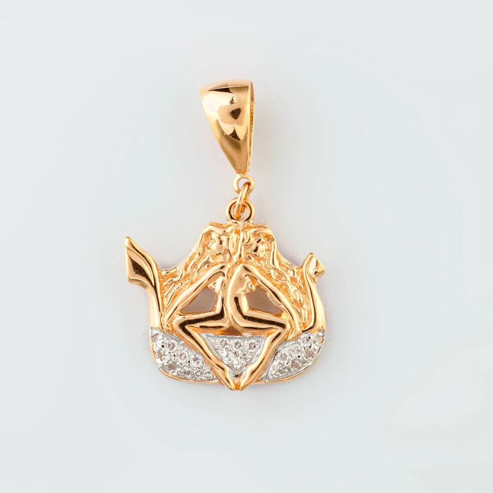 Подвес с фианитом из красного золота 585 пробы