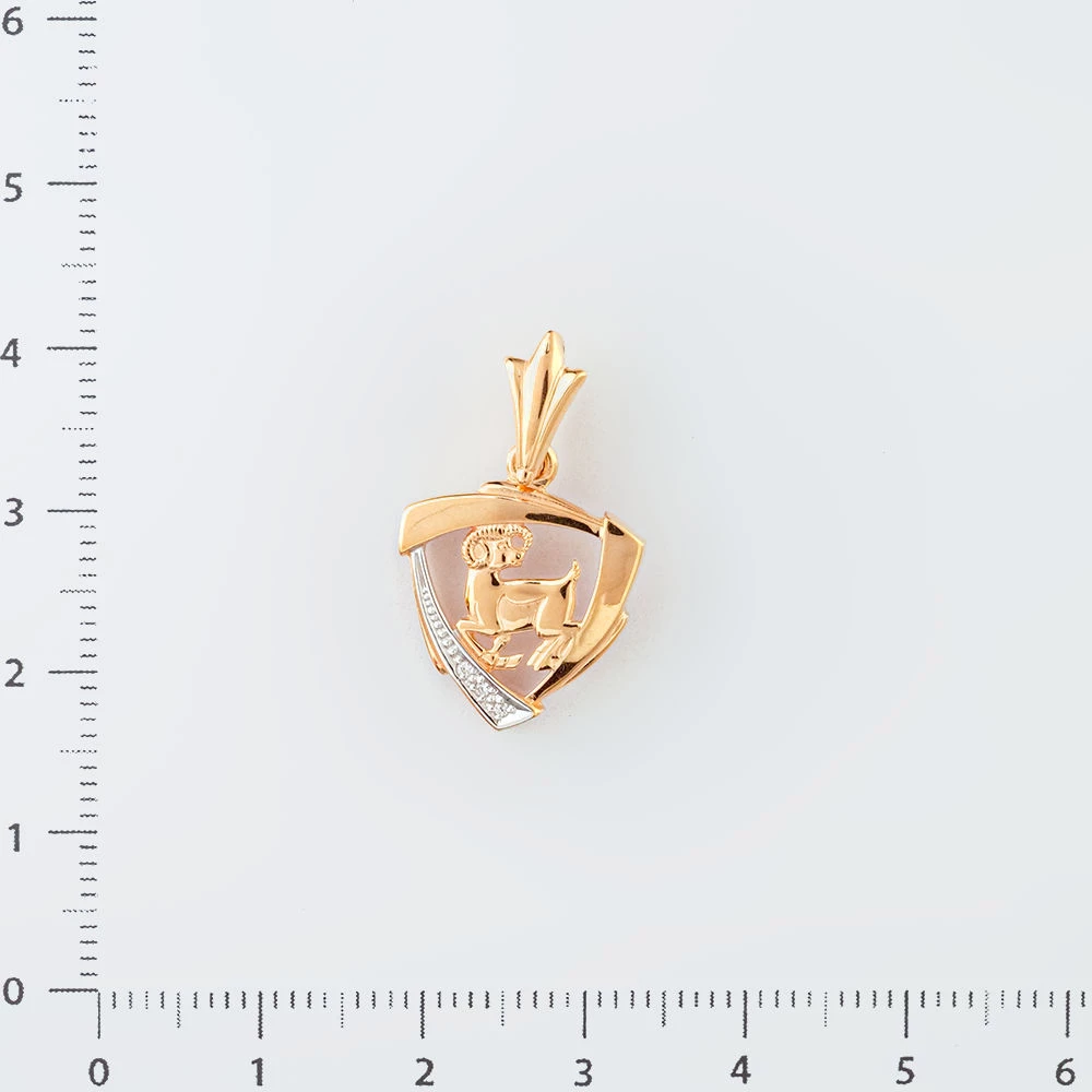 Подвес с фианитом из красного золота 585 пробы