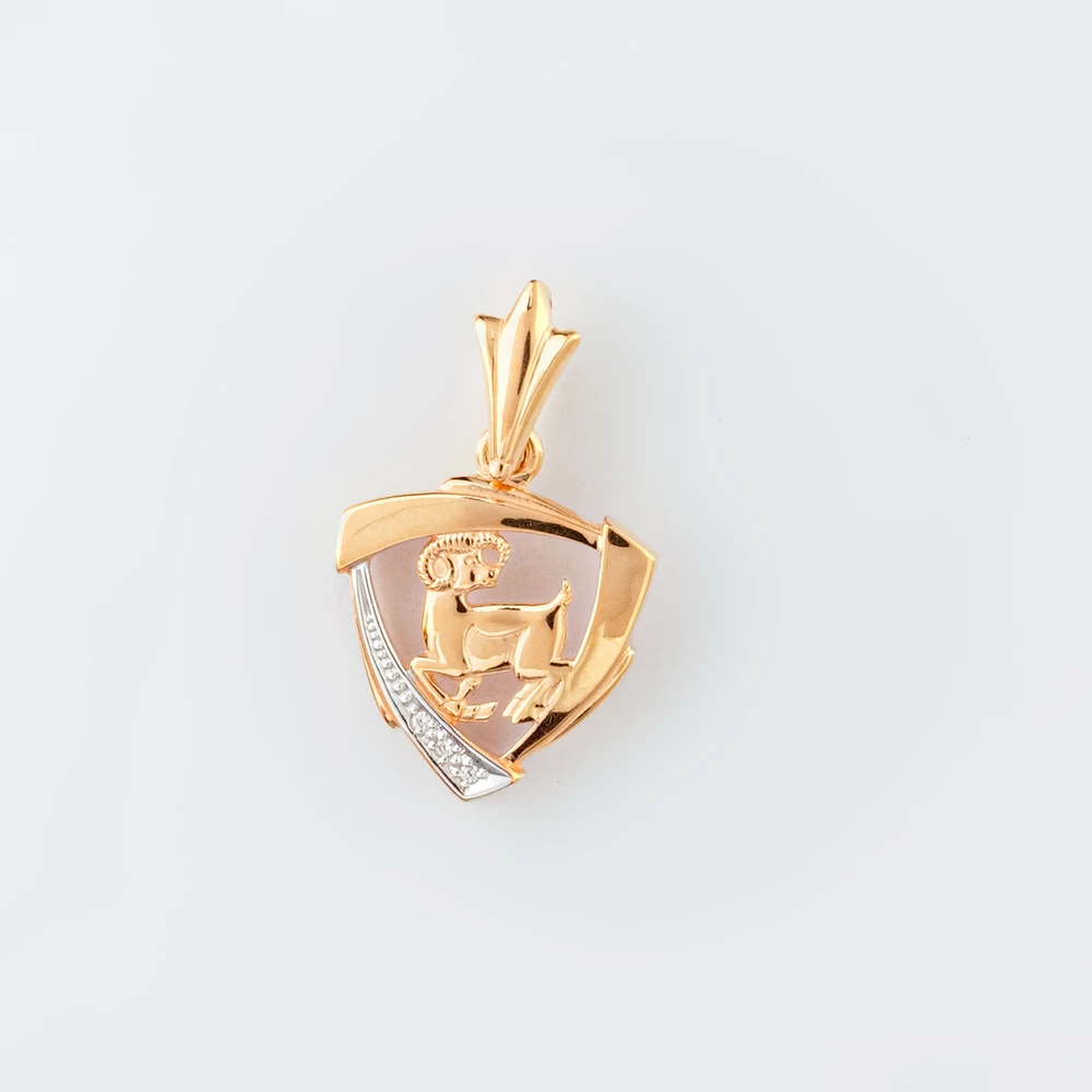 Подвес с фианитом из красного золота 585 пробы