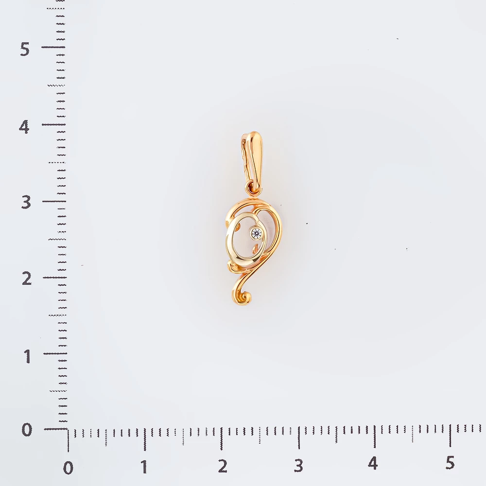 Подвес с фианитом из красного золота 585 пробы