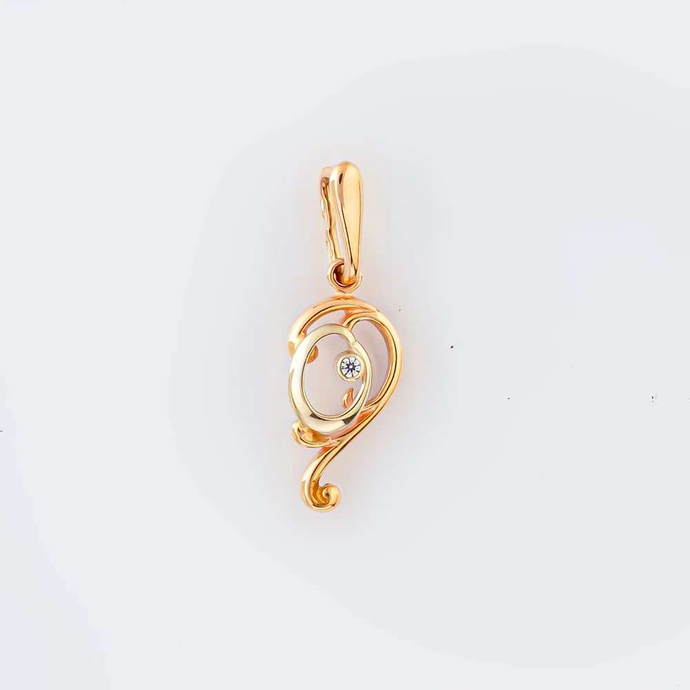 Подвес с фианитом из красного золота 585 пробы