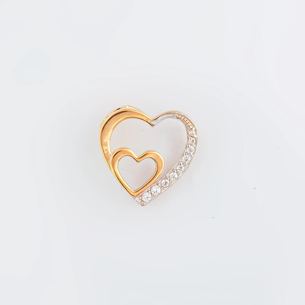 Подвес с фианитом из красного золота 585 пробы