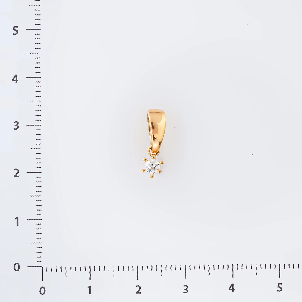 Подвес с фианитом из красного золота 585 пробы