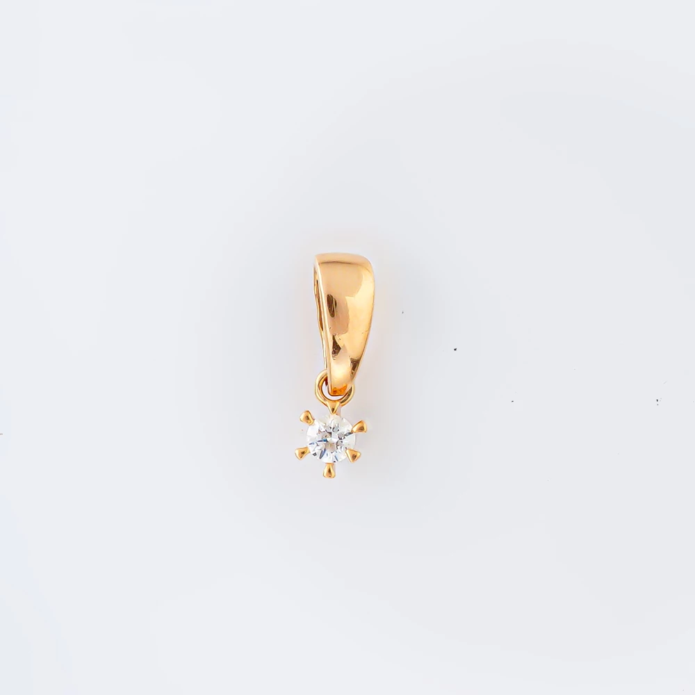 Подвес с фианитом из красного золота 585 пробы