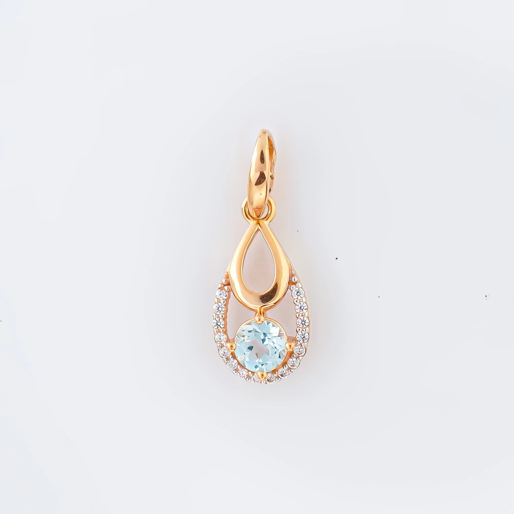 Подвес с топазом из красного золота 585 пробы