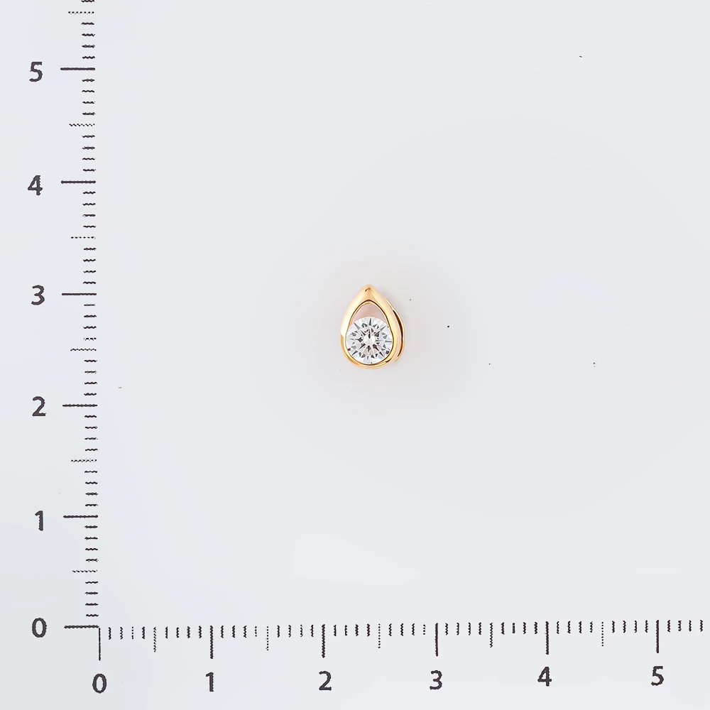 Подвес с фианитом из красного золота 585 пробы