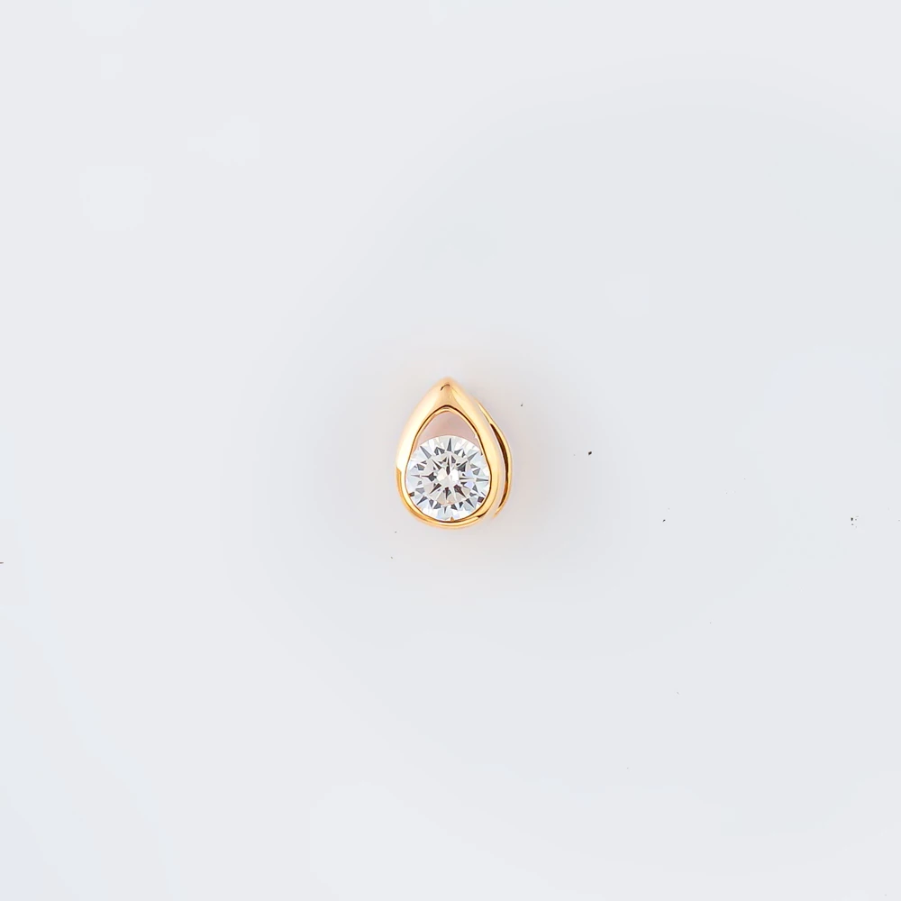 Подвес с фианитом из красного золота 585 пробы