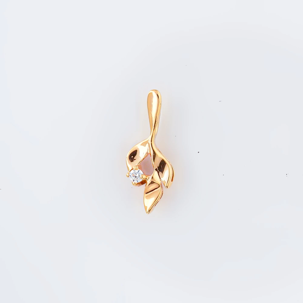 Подвес с фианитом из красного золота 585 пробы