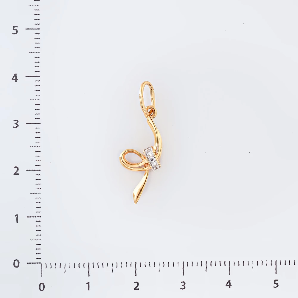 Подвес с фианитом из красного золота 585 пробы