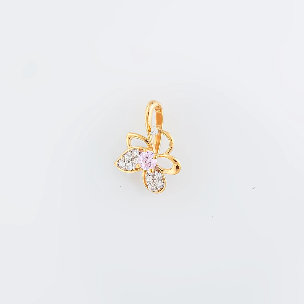 Подвес с фианитом из красного золота 585 пробы