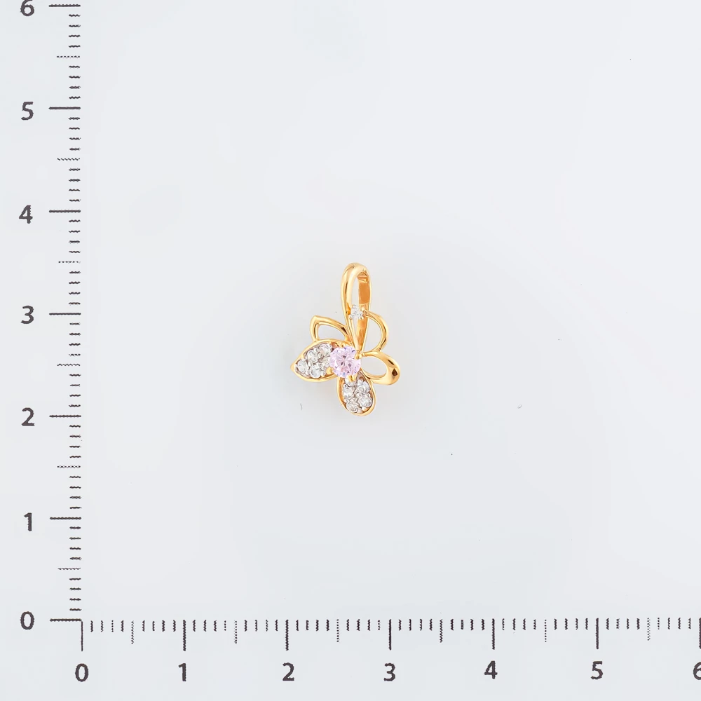 Подвес с фианитом из красного золота 585 пробы