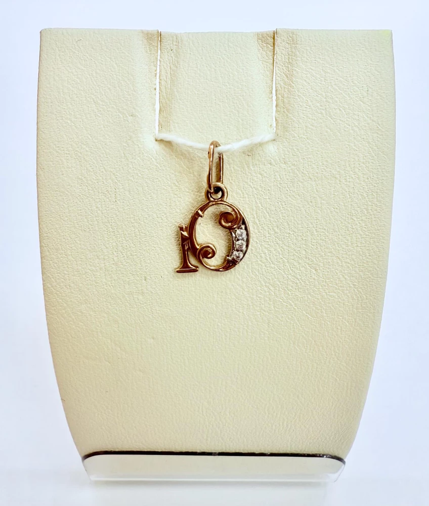 Подвес с фианитом из красного золота 585 пробы