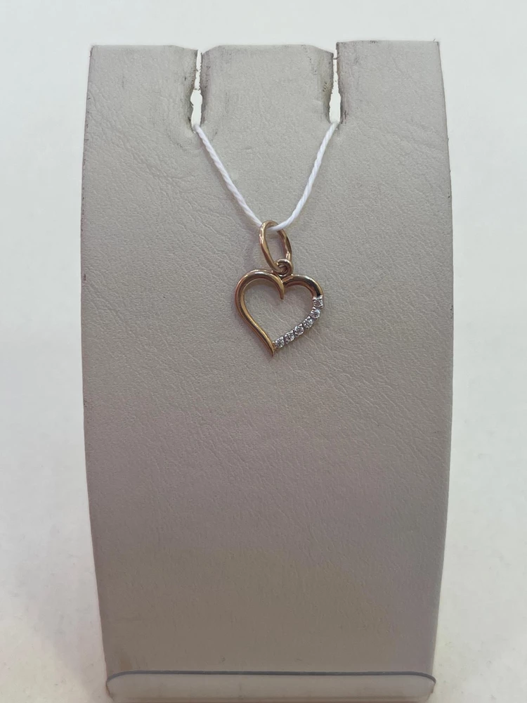 Подвес с фианитом из красного золота 585 пробы