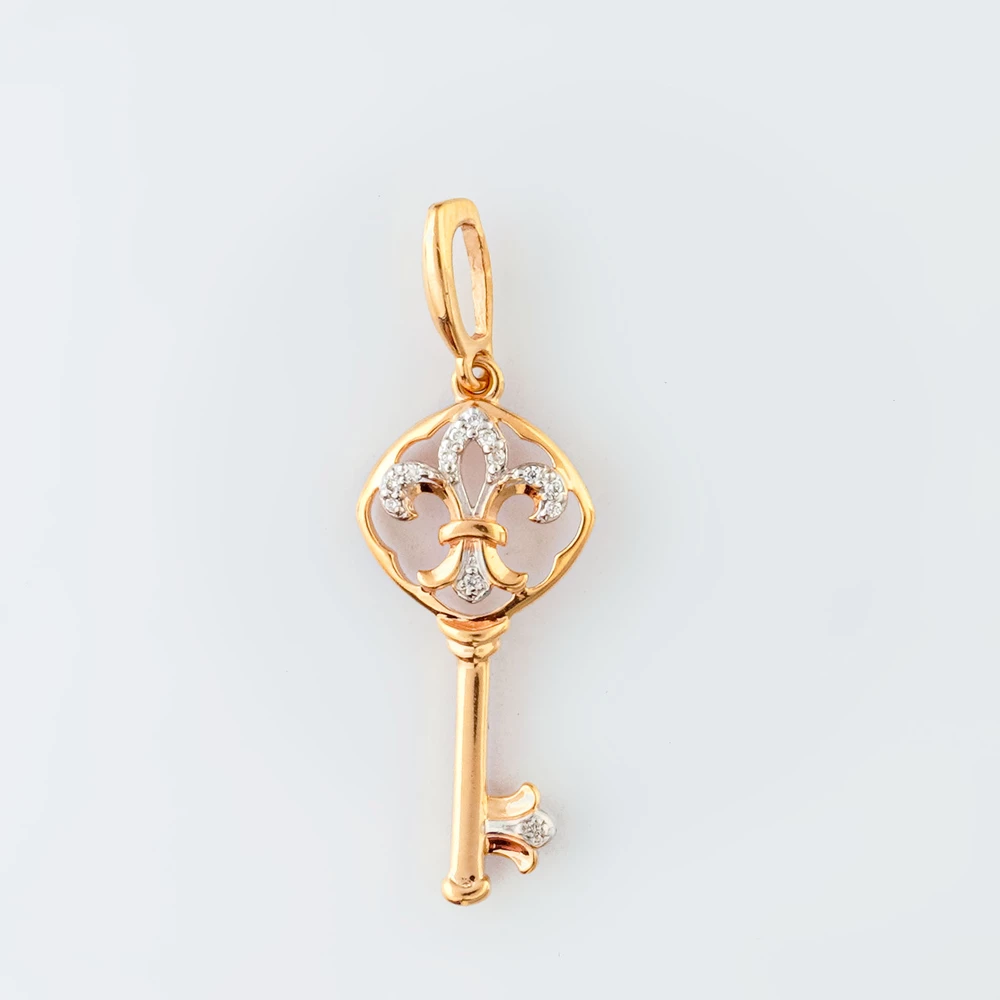 Подвес с бриллиантом из красного золота 585 пробы