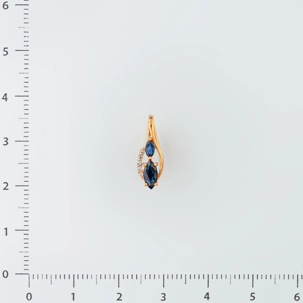 Подвес с сапфиром из красного золота 585 пробы